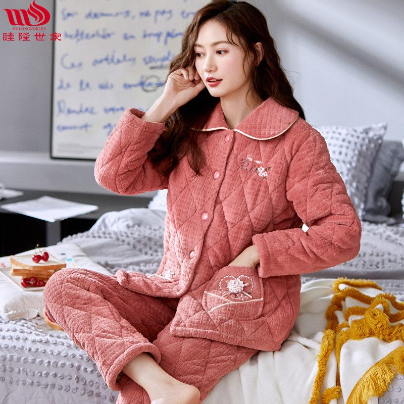 Dámske Pyžamo Hrubý Coral Fleece Set Homewear