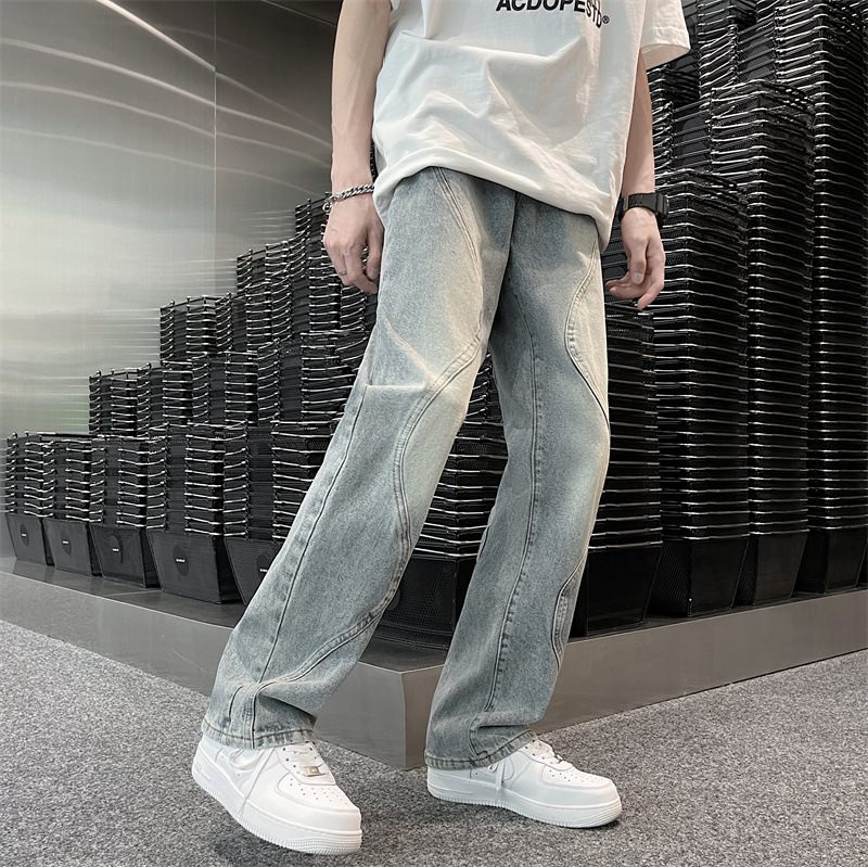 Gradient Jeans Pánske Letné Tenké Voľné Rovné Retro Široké Nohavice