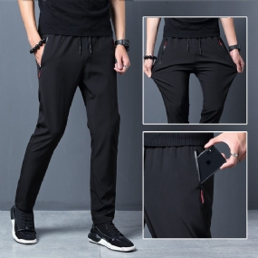 Nohavice Pánske Slim Fit Trendy Čierne Tepláky Voľné Malé Nohy Rovný Fit