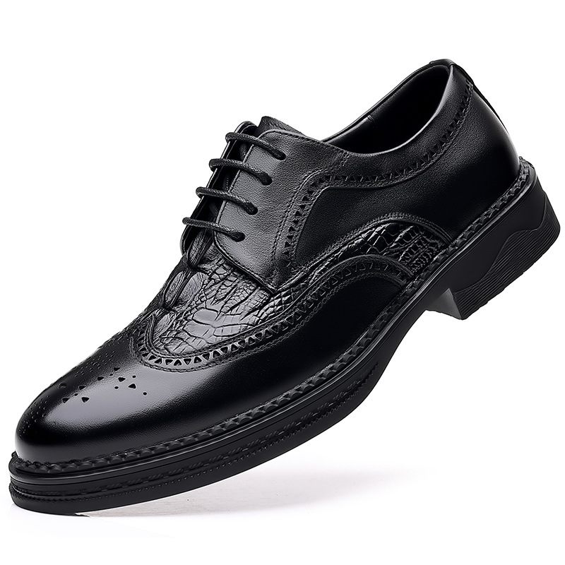 Brogue Shoes Pánske Kožené Biznis Spoločenské Šaty Vyrezávané Topánky Šnurovacie Priedušné Trendy Oxford