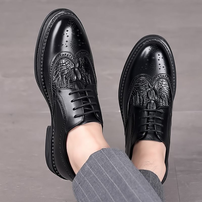 Brogue Shoes Pánske Kožené Biznis Spoločenské Šaty Vyrezávané Topánky Šnurovacie Priedušné Trendy Oxford