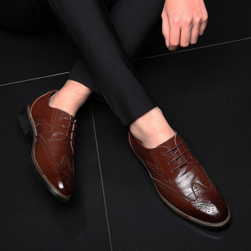 Brogue Shoes Vyrezávané Pánske Biznis Spoločenské Topánky Nové Priedušné Trendy Plus Size