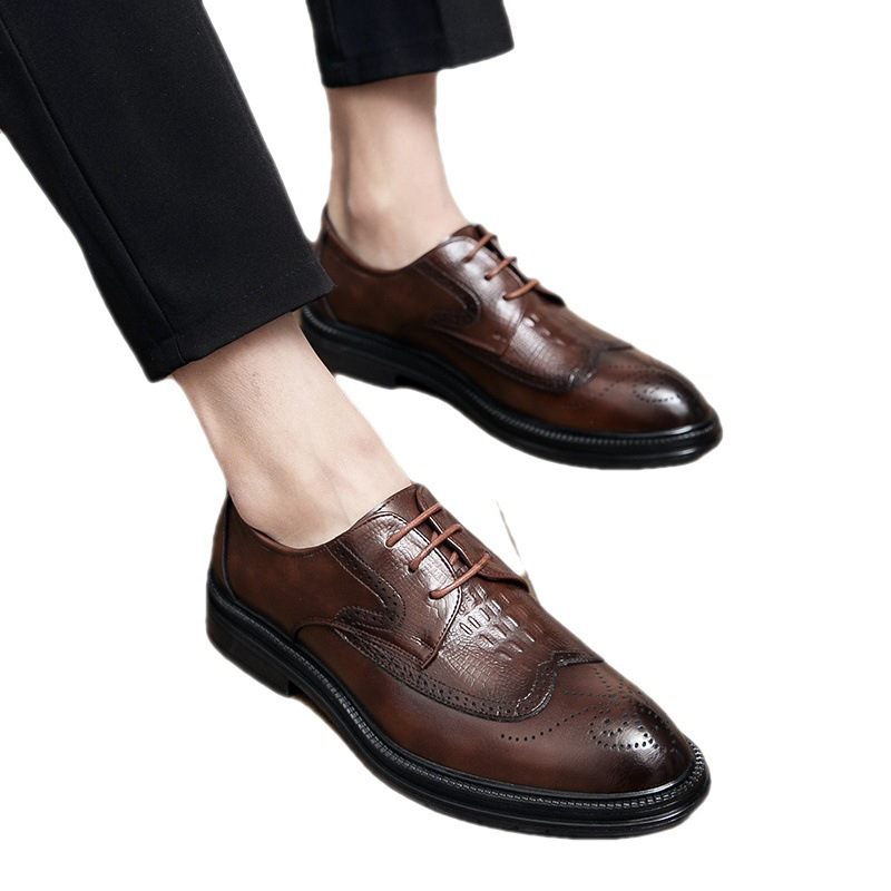 Brogue Topánky Šaty Pánske Kvetinové Vnútorné Zvýšené Retro Obchodné Špicaté Trendy Svadobné Ležérne