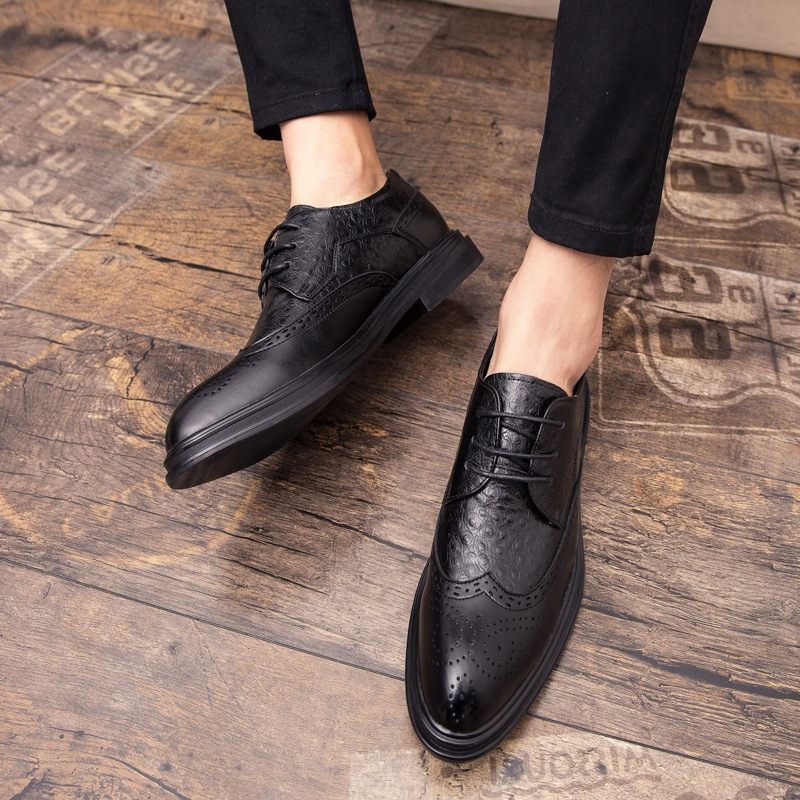 Brogue Topánky Šaty Pánske Kvetinové Vnútorné Zvýšené Retro Obchodné Špicaté Trendy Svadobné Ležérne