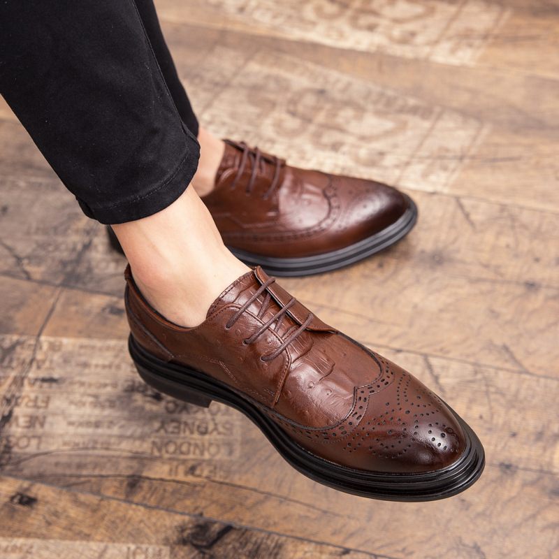 Brogue Topánky Šaty Pánske Kvetinové Vnútorné Zvýšené Retro Obchodné Špicaté Trendy Svadobné Ležérne