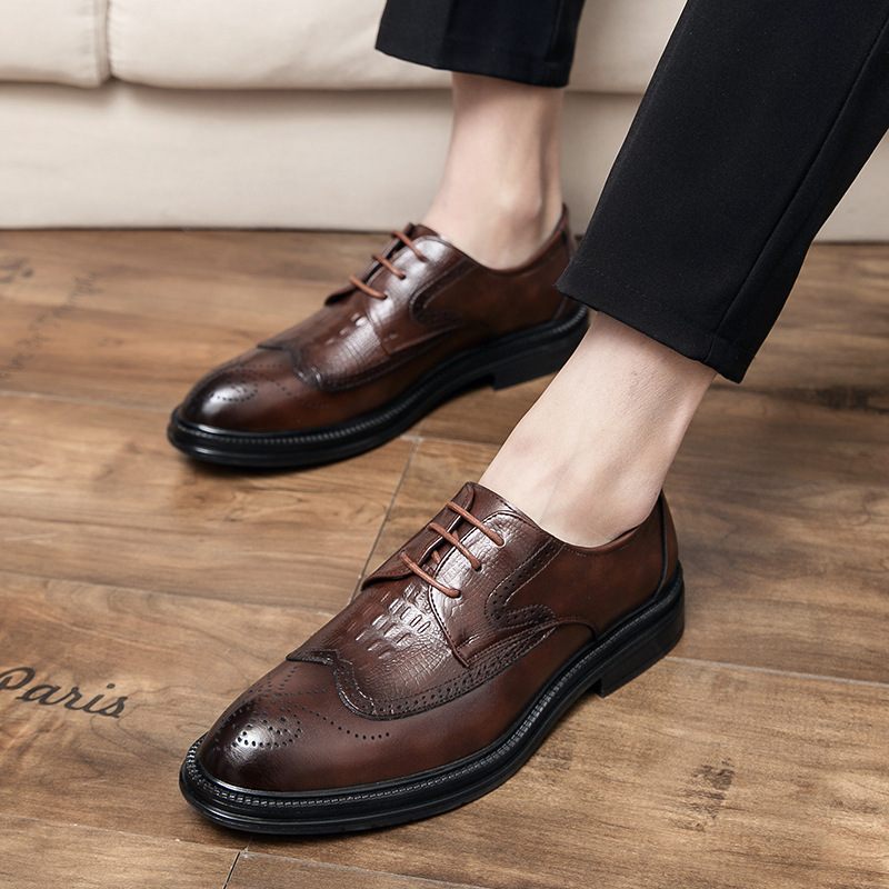 Brogue Topánky Šaty Pánske Kvetinové Vnútorné Zvýšené Retro Obchodné Špicaté Trendy Svadobné Ležérne