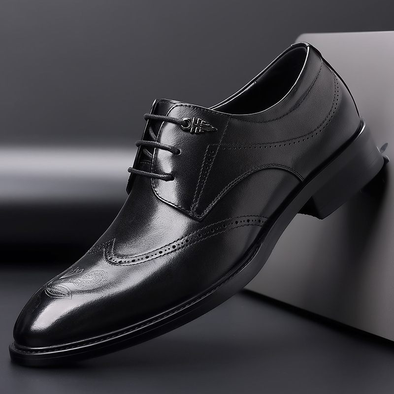 Brogue Topánky Vyrezávané Pánske Trendy Retro Nové Neformálne Šaty So Špicatou Špičkou Kožené Čierne Obchodné Svadobné Pre Mužov