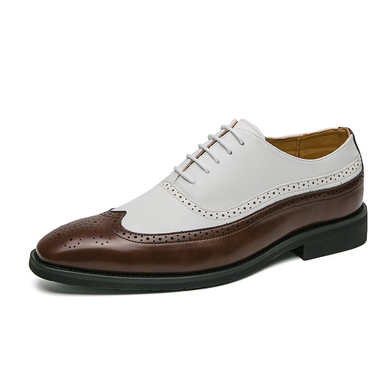 Jarná Móda Color Block Oxford Šaty Topánky Brogue Spoločenské Pánske Plus Size Izba Šnurovacie