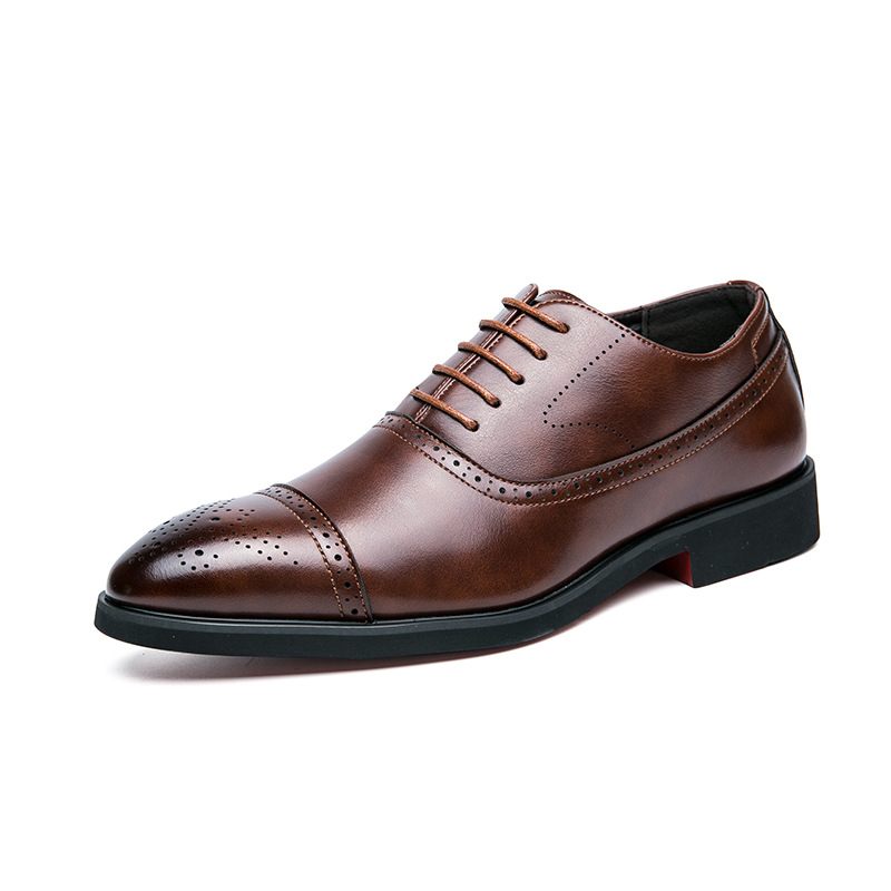 Plus Size Business Ležérne Oxfordské Topánky Pánske Čierne Šaty Fashion Brogues Vyrezávané Svadobné