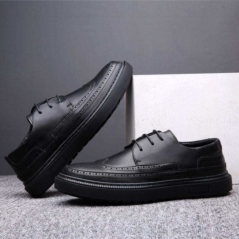 Spoločenské Topánky Mladé Pánske Nové Retro Business Brogue Ploché Dno Trendy Šnurovacie Tenisky