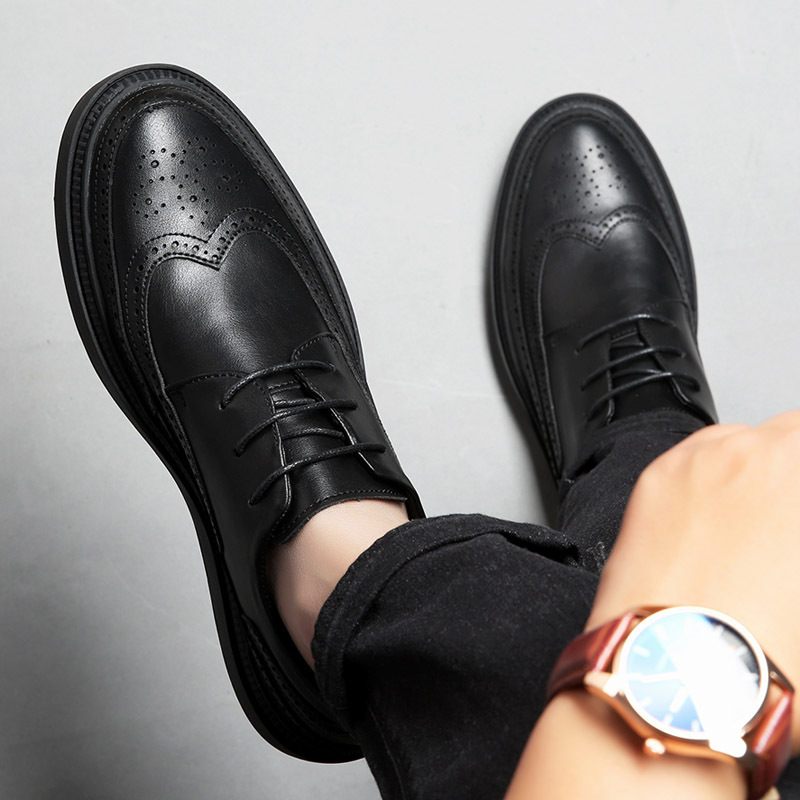 Spoločenské Topánky Mladé Pánske Nové Retro Business Brogue Ploché Dno Trendy Šnurovacie Tenisky