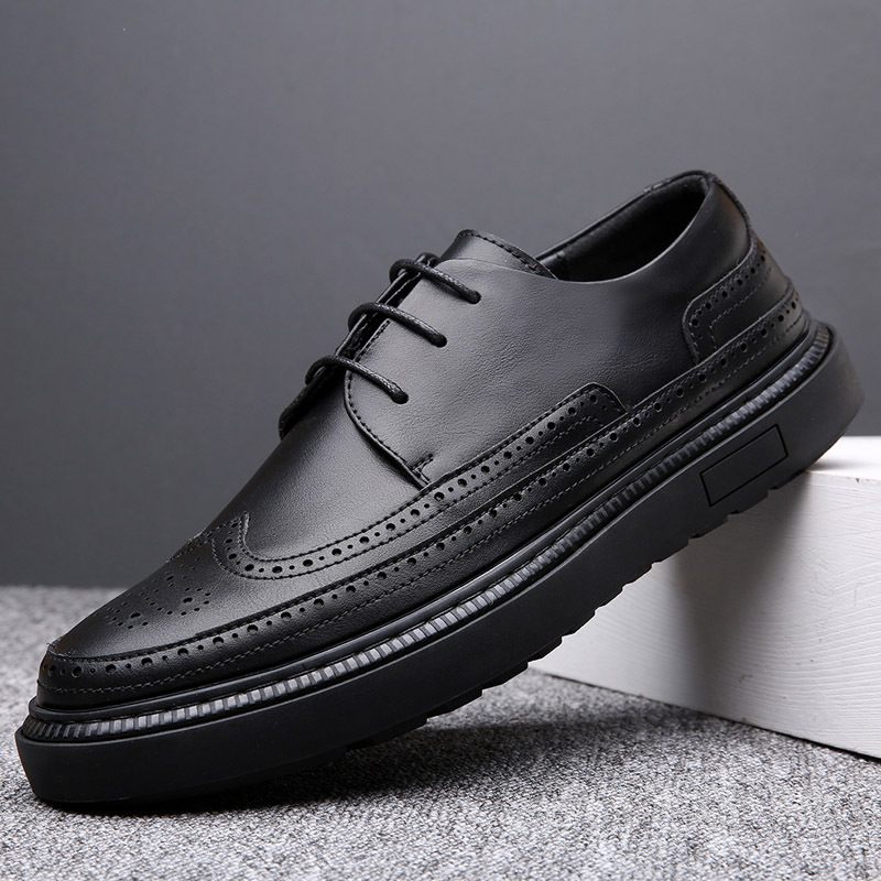 Spoločenské Topánky Mladé Pánske Nové Retro Business Brogue Ploché Dno Trendy Šnurovacie Tenisky